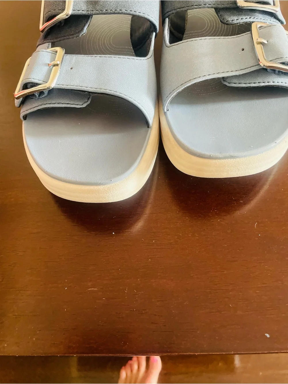 Clarks women’s blue  Double-Buckle Slide Sandals
